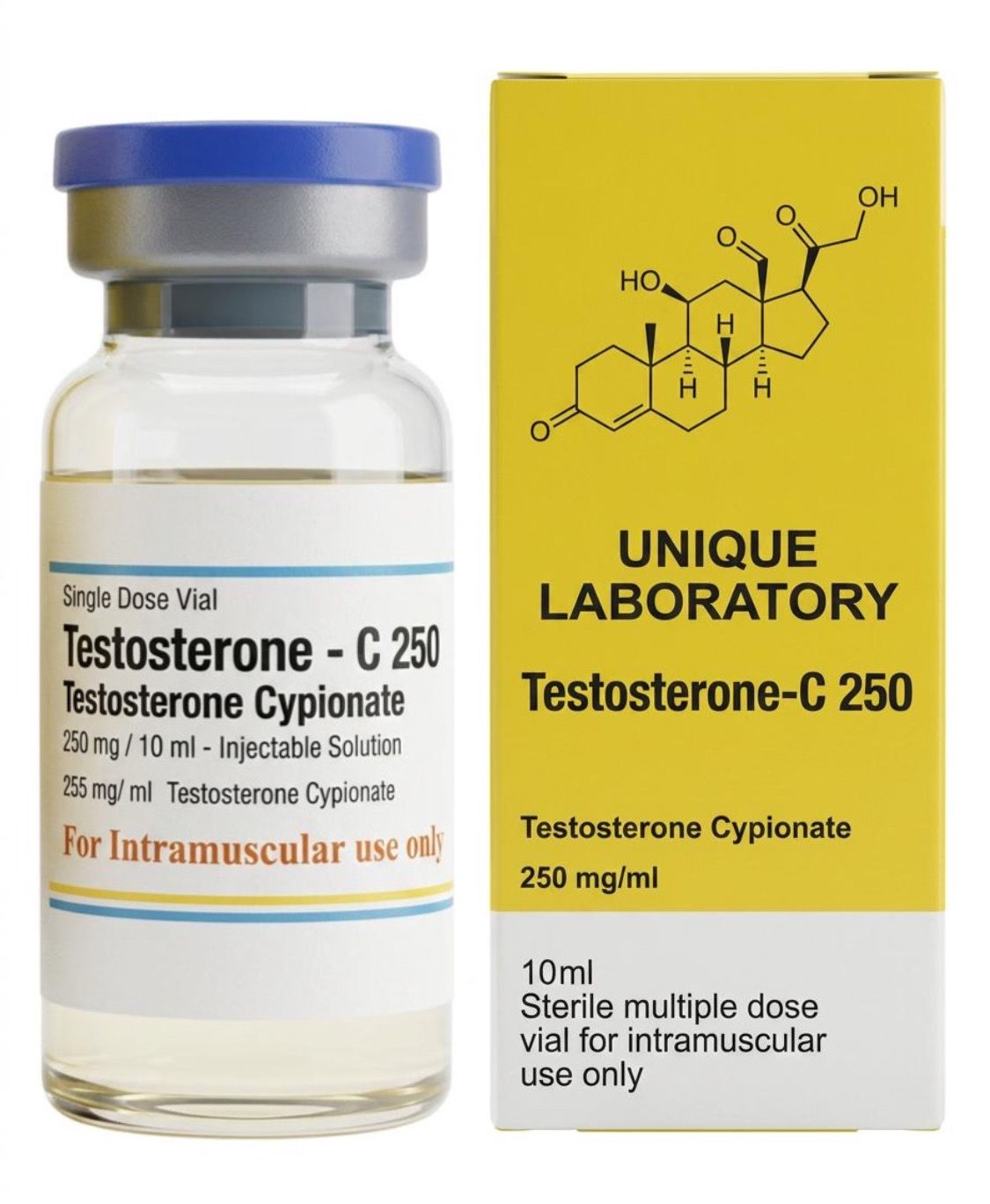 UNIQUE LABORATORY Testosterone Cypionate 250 (Testosterone-C 250mg/ml) Multi-Dose 10ml Vial