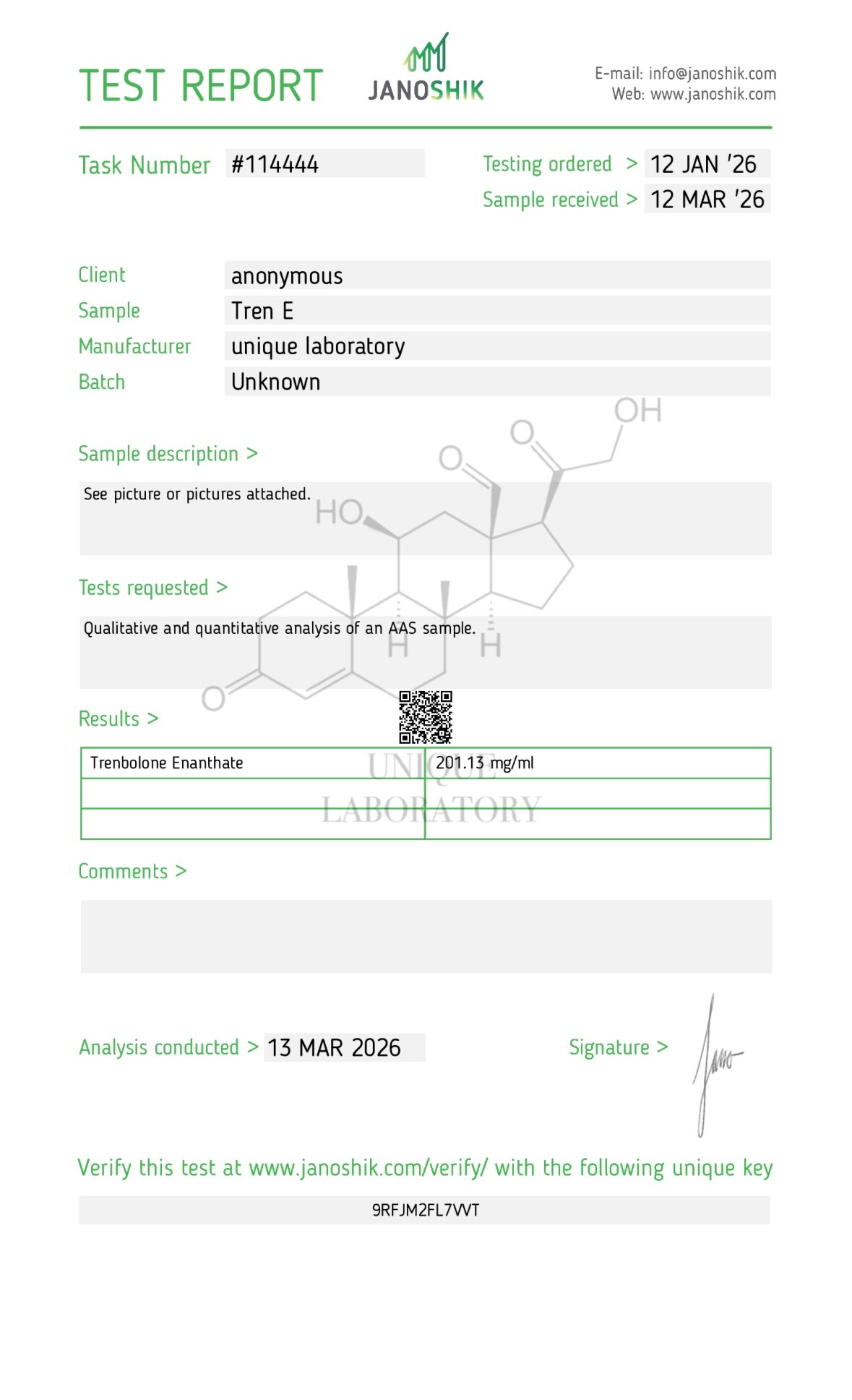 Trenbolone Enanthate — 201.13 mg/ml