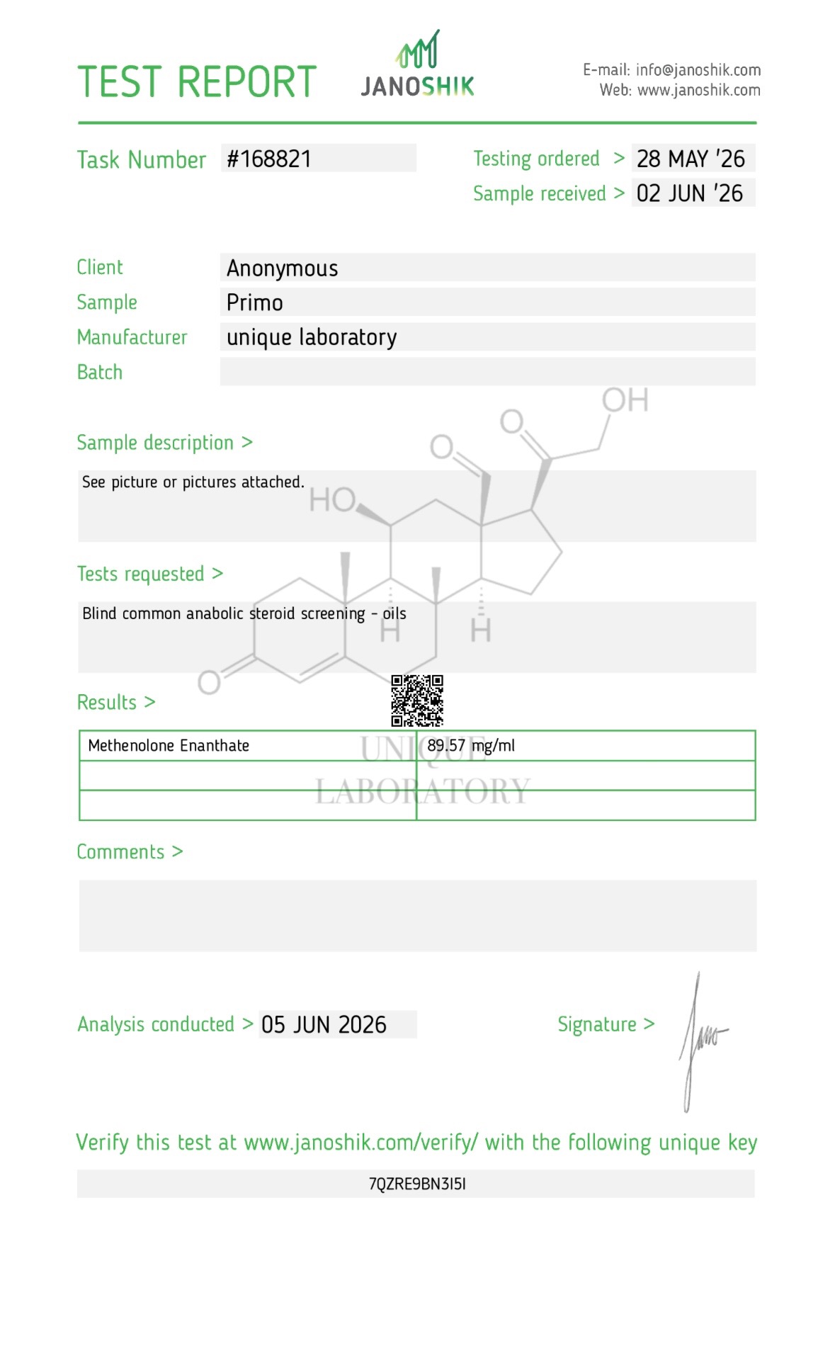 Methenolone Enanthate — 89.57 mg/ml